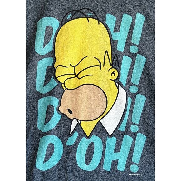 Homer Simpson Doh Men's Gray 90s Retro Tee Shirt The Simpsons Size M - Picture 2 of 4